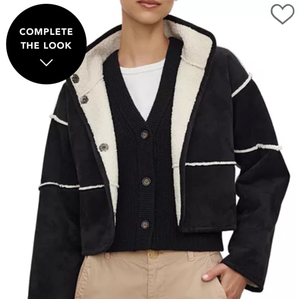 Velvet by Graham & Spencer Black and Cream Teddy Jacket